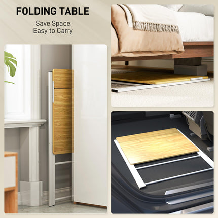 Compact Folding 2-Tier Computer Desk with Storage Shelf 86x66x82 cm - Maple Wood-effect