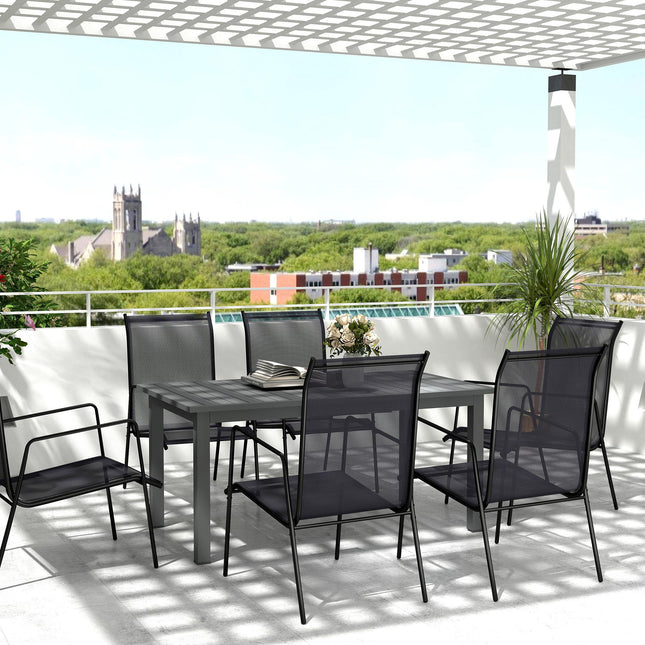Aluminium Extending Garden Table with Slatted Top for 6-8 Person, 160/220 x 90 x 73 cm, Grey