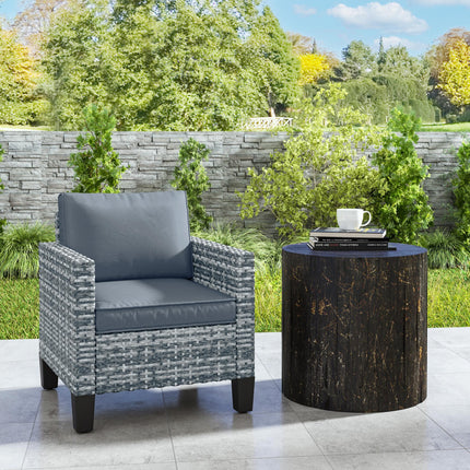 Single Rattan Armchair with Cushions for Outdoor Seating - Light Grey