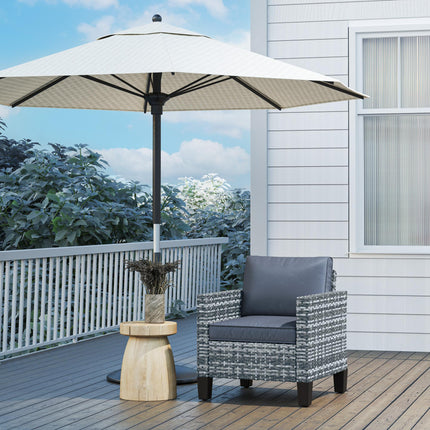 Single Rattan Armchair with Cushions for Outdoor Seating - Light Grey