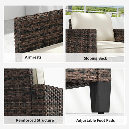 Single Rattan Armchair with Cushions - Brown