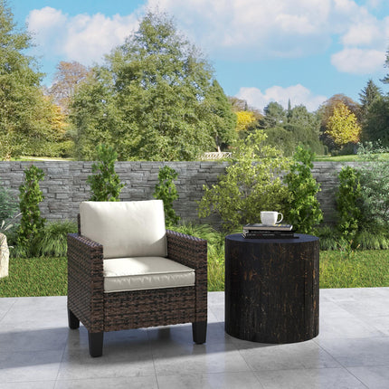 Single Rattan Armchair with Cushions - Brown