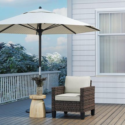 Single Rattan Armchair with Cushions - Brown