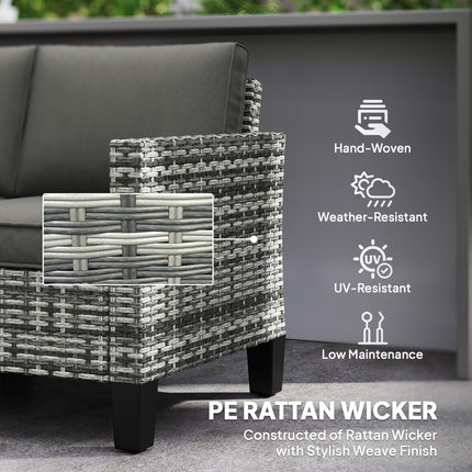 Two-Seater Rattan Outdoor Sofa with Cushions - Light Grey