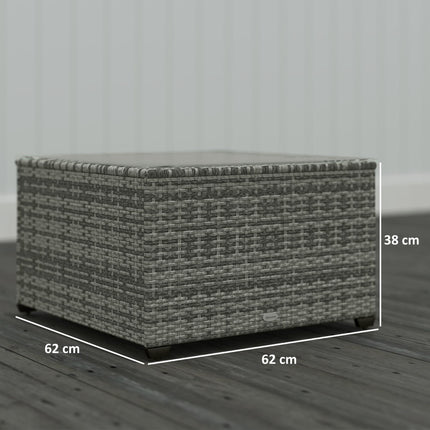 62 x 62cm Rattan Side Table with Glass Top - Light Grey
