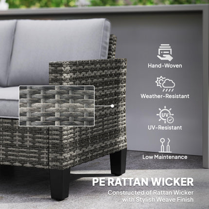 Two-Seater Outdoor Rattan Sofa with Cushions - Dark Grey