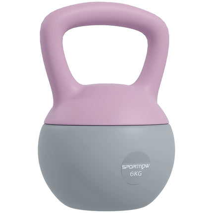 6kg Soft Kettlebell with Non-Slip Handle for Home Gym Strength Training - Purple and Grey