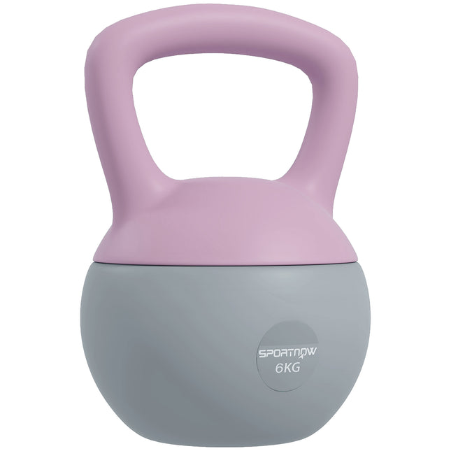 6kg Soft Kettlebell with Non-Slip Handle for Home Gym Strength Training - Purple and Grey
