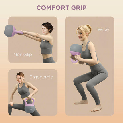 6kg Soft Kettlebell with Non-Slip Handle for Home Gym Strength Training - Purple and Grey