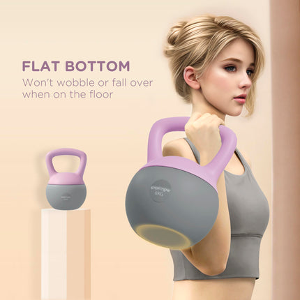 6kg Soft Kettlebell with Non-Slip Handle for Home Gym Strength Training - Purple and Grey