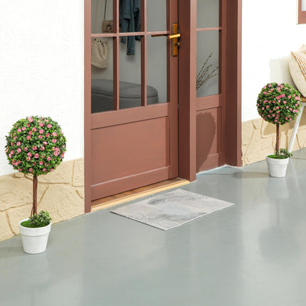 Set of 2 Decorative 60cm Ball Topiary Rose Artificial Plants in Pots - Pink