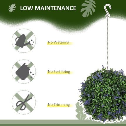 Set of 2 UV-Protected Artificial Plant Topiary Balls 27cm for Indoor Outdoor Decor - Purple