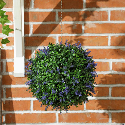 Set of 2 UV-Protected Artificial Plant Topiary Balls 27cm for Indoor Outdoor Decor - Purple