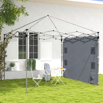 Replacement Gazebo Sidewall 195 x 295 cm Oxford Fabric with Storage Pockets - Grey
