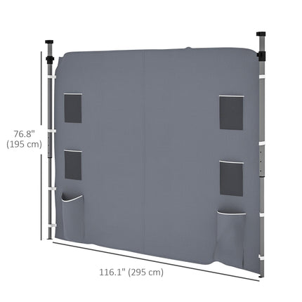 Replacement Gazebo Sidewall 195 x 295 cm Oxford Fabric with Storage Pockets - Grey