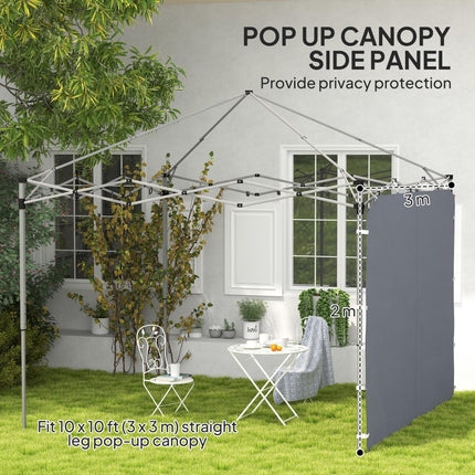 Replacement Gazebo Sidewall 195 x 295 cm Oxford Fabric with Storage Pockets - Grey