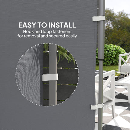 Replacement Gazebo Sidewall 195 x 295 cm Oxford Fabric with Storage Pockets - Grey