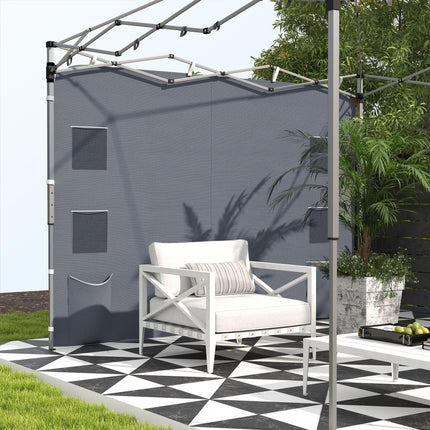 Replacement Gazebo Sidewall 195 x 295 cm Oxford Fabric with Storage Pockets - Grey