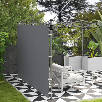 Replacement Gazebo Sidewall 195 x 295 cm Oxford Fabric with Storage Pockets - Grey