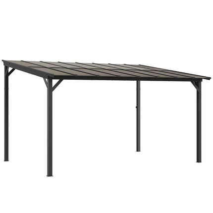 3 x 4.3 m Lean to Pergola with UPF 50+ Waterproof Polycarbonate Roof, Wall-Mount