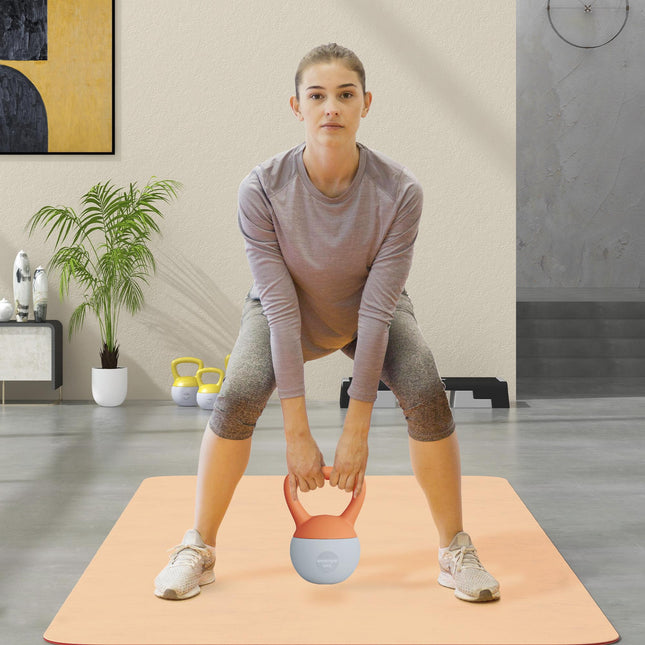 6kg Soft Kettlebell with Non-Slip Handle for Home Gym Strength Training - Orange and Grey