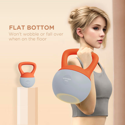 6kg Soft Kettlebell with Non-Slip Handle for Home Gym Strength Training - Orange and Grey