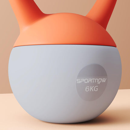 6kg Soft Kettlebell with Non-Slip Handle for Home Gym Strength Training - Orange and Grey