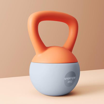 8kg Soft Kettlebell with Non-Slip Handle for Home Gym Strength Training - Orange and Grey