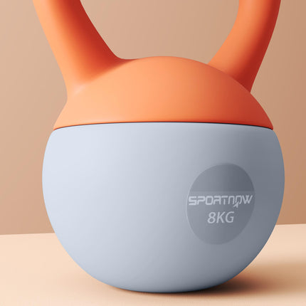 8kg Soft Kettlebell with Non-Slip Handle for Home Gym Strength Training - Orange and Grey