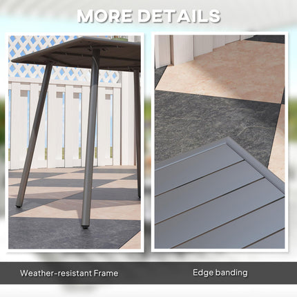 4 Seater Square Garden Table with Slat Top Steel Frame - Grey
