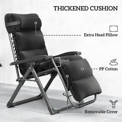 Set of Two Reclining Sun Loungers with Cushions - Black