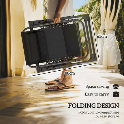 Set of Two Reclining Sun Loungers with Cushions - Black