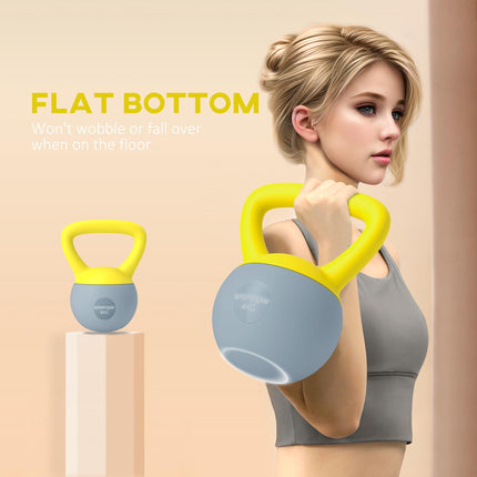 4kg Soft Kettlebell with Non-Slip Handle for Home Gym Strength Training - Yellow and Grey