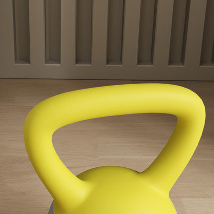 4kg Soft Kettlebell with Non-Slip Handle for Home Gym Strength Training - Yellow and Grey
