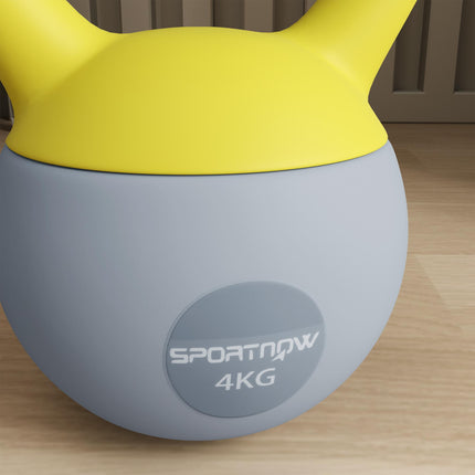 4kg Soft Kettlebell with Non-Slip Handle for Home Gym Strength Training - Yellow and Grey