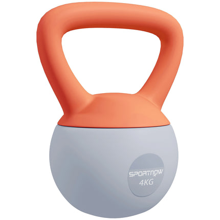 4kg Soft Kettlebell with Non-Slip Handle for Strength Training - Orange and Grey