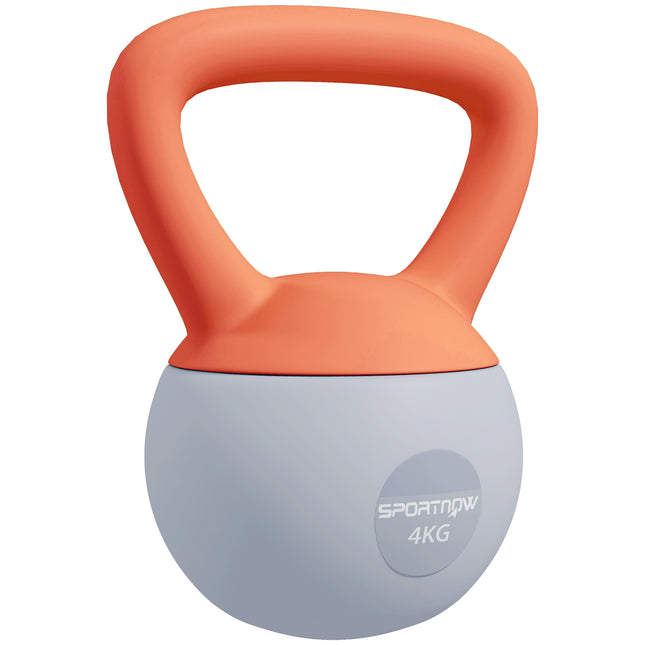 4kg Soft Kettlebell with Non-Slip Handle for Strength Training - Orange and Grey