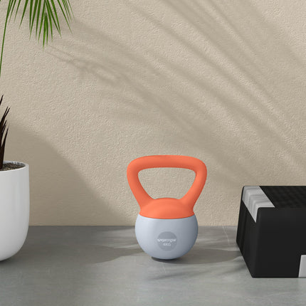 4kg Soft Kettlebell with Non-Slip Handle for Strength Training - Orange and Grey