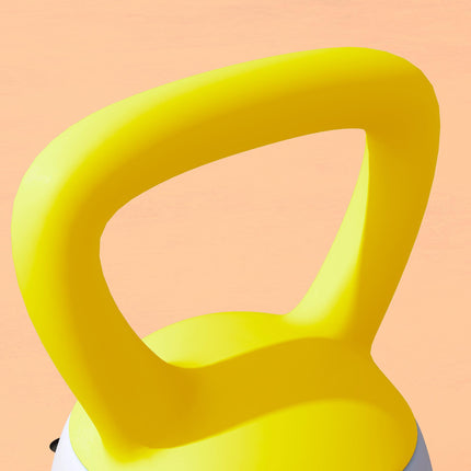 8kg Soft Kettlebell with Non-Slip Handle for Home Gym Strength Training - Yellow and Grey