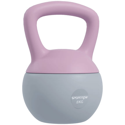 8kg Soft Kettlebell with Non-Slip Handle for Home Gym Strength Training - Purple and Grey