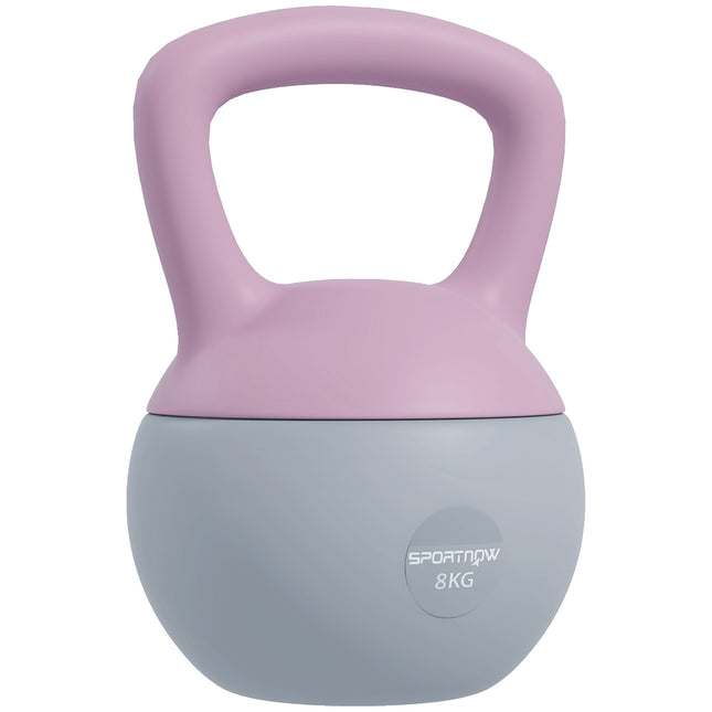 8kg Soft Kettlebell with Non-Slip Handle for Home Gym Strength Training - Purple and Grey