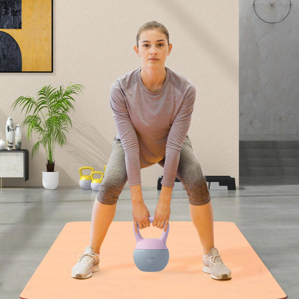 8kg Soft Kettlebell with Non-Slip Handle for Home Gym Strength Training - Purple and Grey