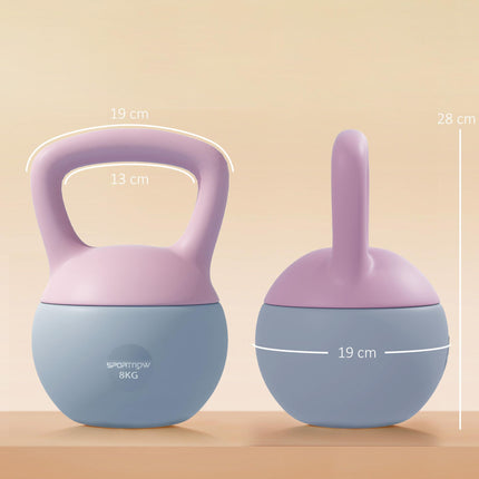 8kg Soft Kettlebell with Non-Slip Handle for Home Gym Strength Training - Purple and Grey