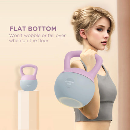 8kg Soft Kettlebell with Non-Slip Handle for Home Gym Strength Training - Purple and Grey