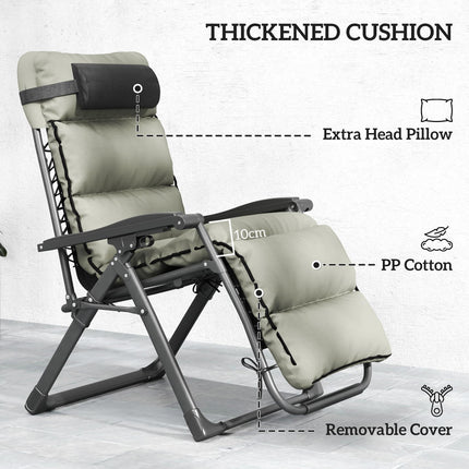 Set of Two Reclining Sun Loungers with Cushions - Grey