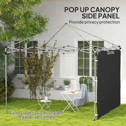 Replacement Gazebo Sidewall 195 x 295 cm with Storage Pockets - Black