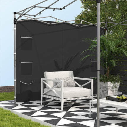 Replacement Gazebo Sidewall 195 x 295 cm with Storage Pockets - Black