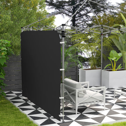 Replacement Gazebo Sidewall 195 x 295 cm with Storage Pockets - Black