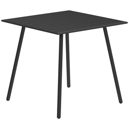 4 Seater Steel Frame Garden Table with Slat Top - Black