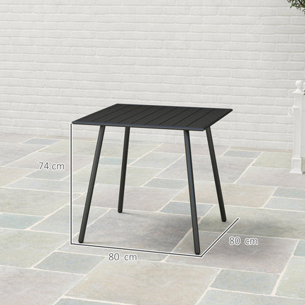4 Seater Steel Frame Garden Table with Slat Top - Black